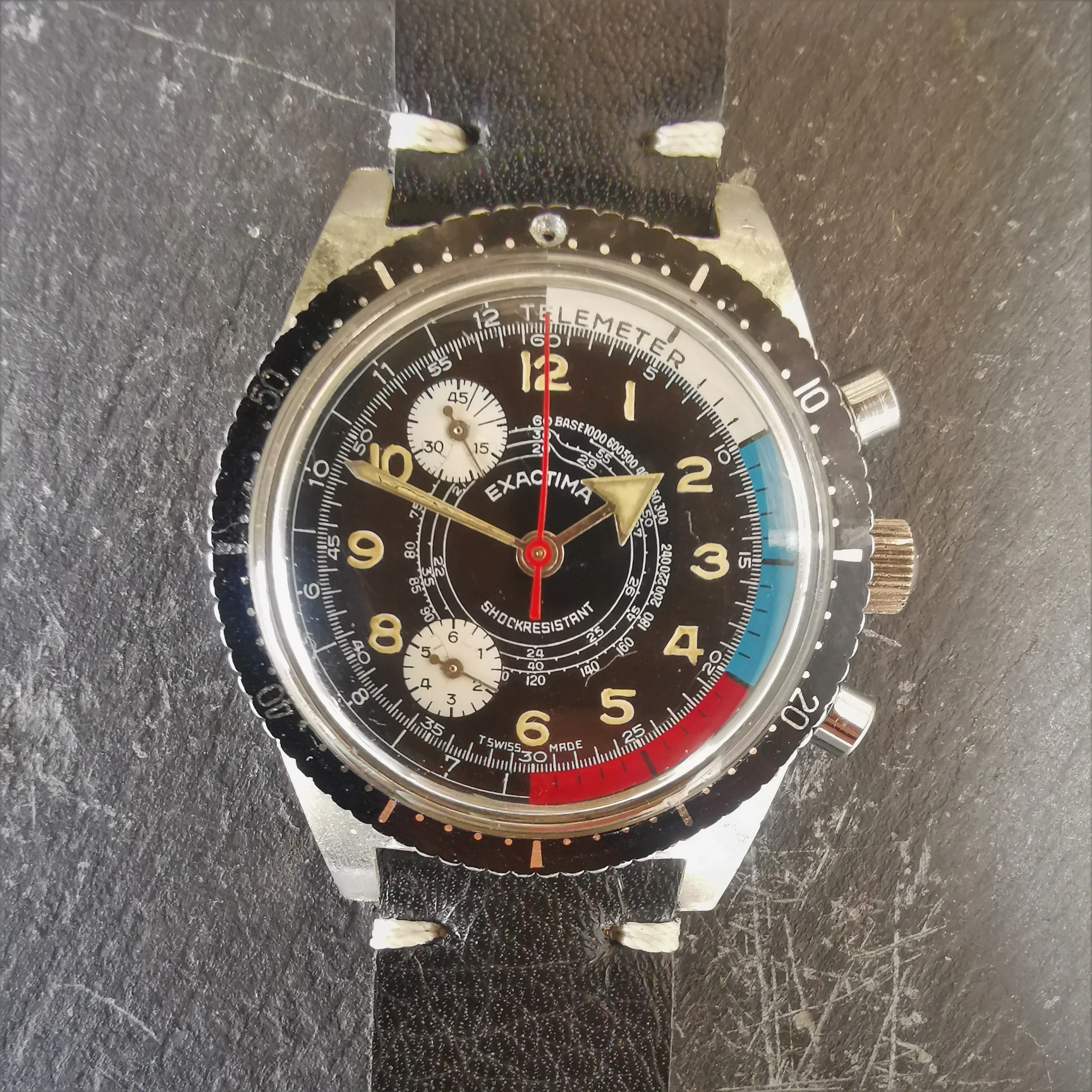vintage Swiss EXACTIMA chronograph