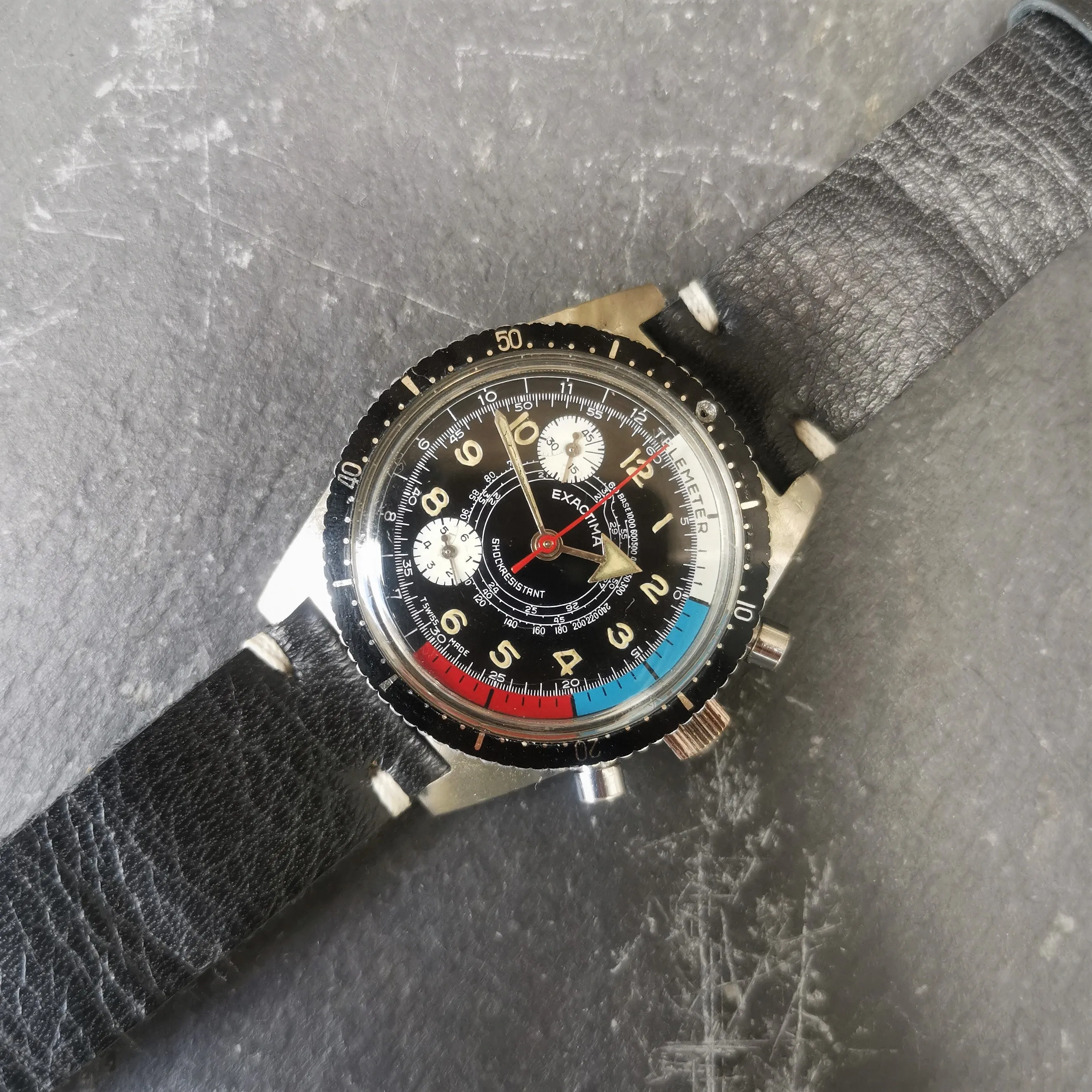 vintage Swiss EXACTIMA chronograph