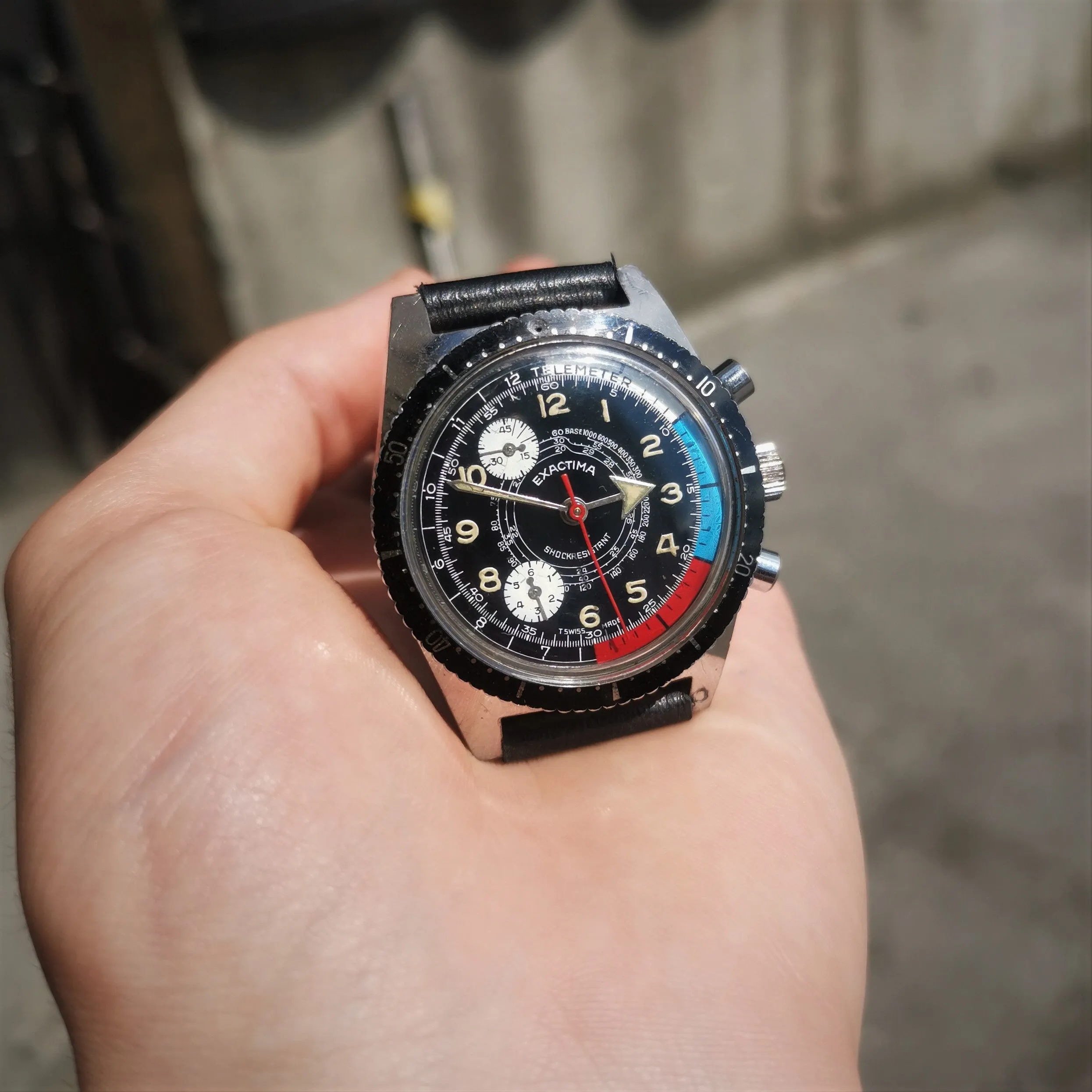 vintage Swiss EXACTIMA chronograph