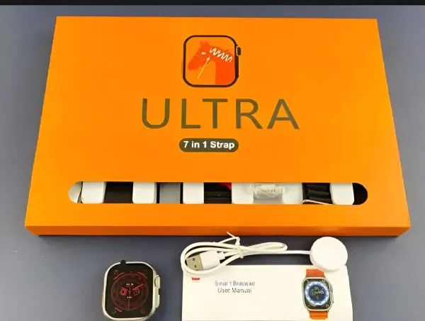 Waterproof 7-in-1 Ultra Smart Watch 2.01 With 2.1-inch Full Hd Screen With Series 8 Wireless Charging And 7 Straps(random Colors)