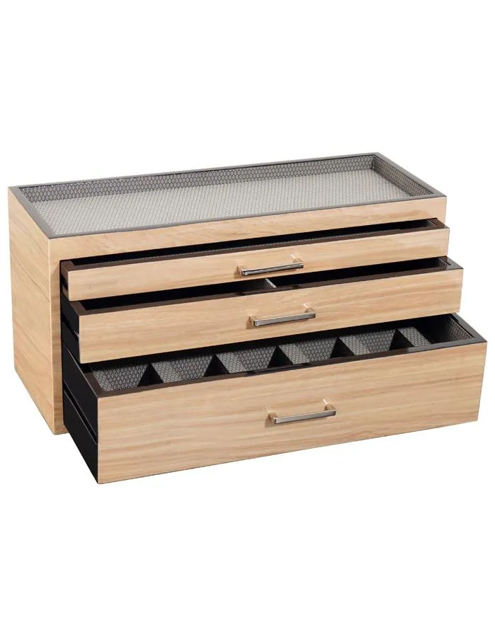 WOLF Meridian 5 Piece Watch Storage and Accessories Box - Blonde