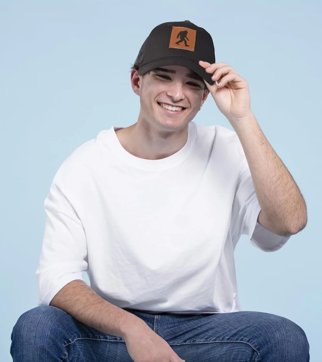 XXL Hats for Men Big Head, Black Oversized Trucker Finshing Hat, Mesh Snapback Baseball Cap, Embroidered Dad Hat for Women