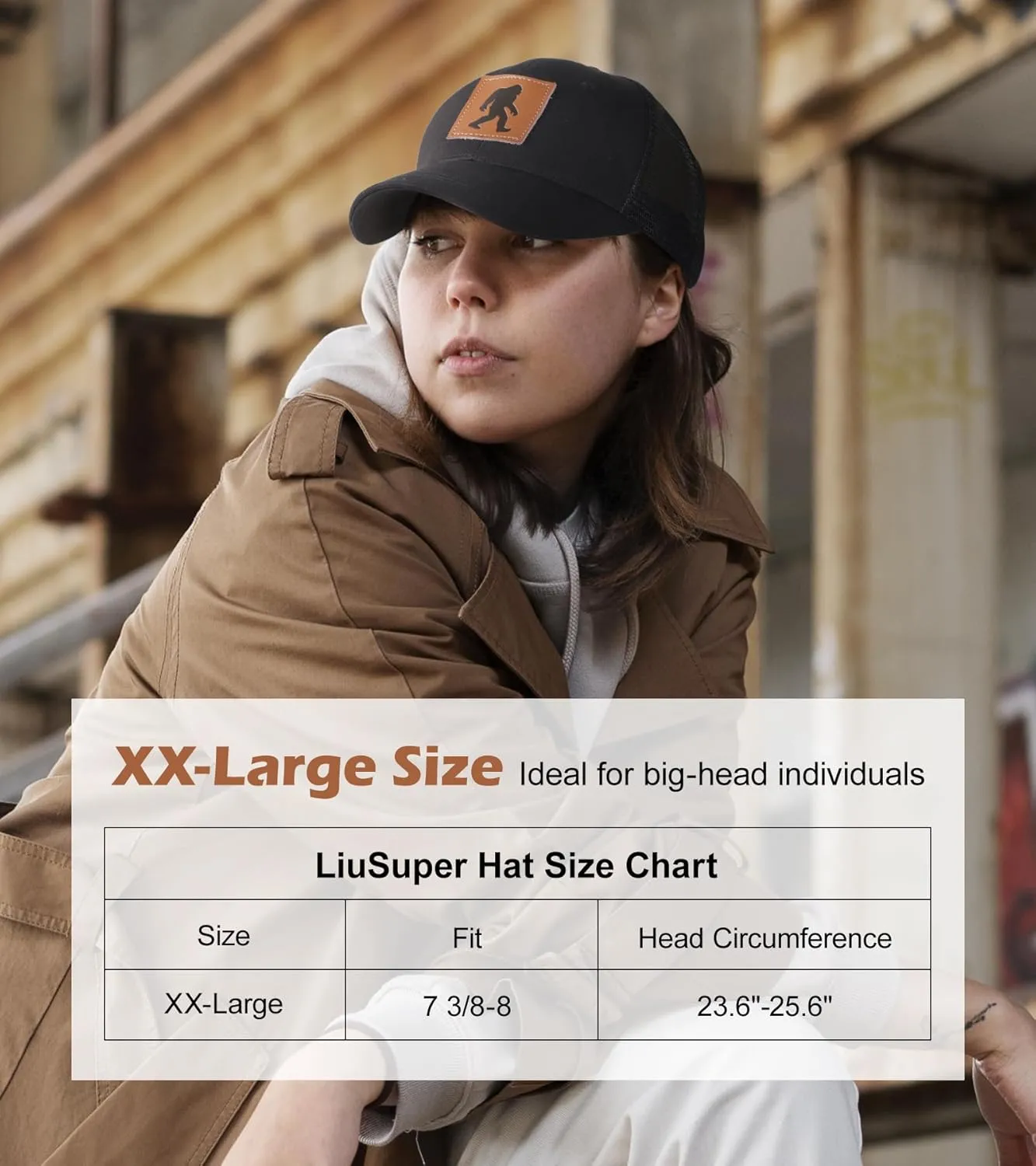 XXL Hats for Men Big Head, Black Oversized Trucker Finshing Hat, Mesh Snapback Baseball Cap, Embroidered Dad Hat for Women