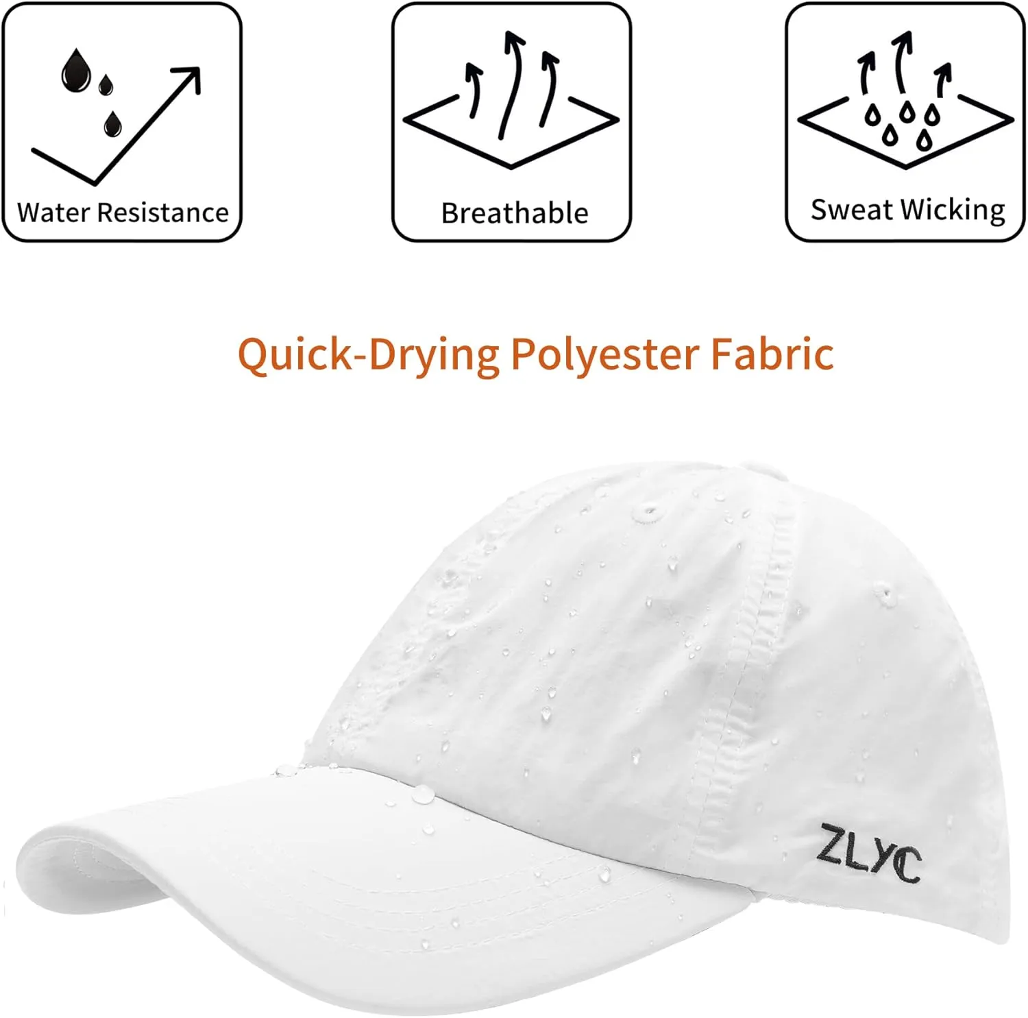 ZLYC Quick Dry Baseball Cap for Women Men Unstructured Sports Golf Tennis Hat