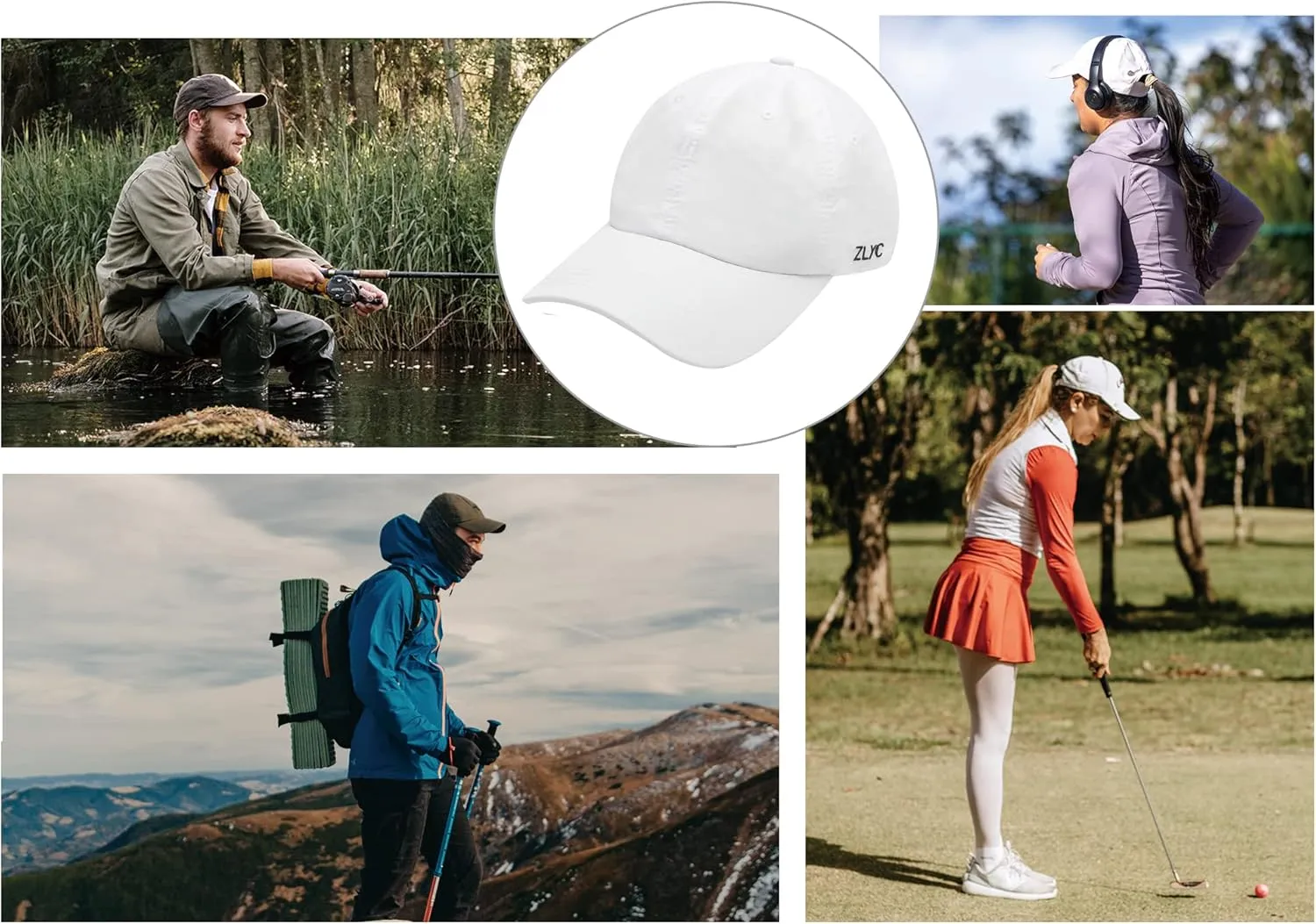 ZLYC Quick Dry Baseball Cap for Women Men Unstructured Sports Golf Tennis Hat
