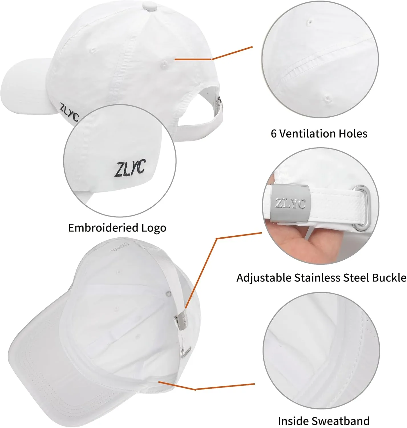 ZLYC Quick Dry Baseball Cap for Women Men Unstructured Sports Golf Tennis Hat